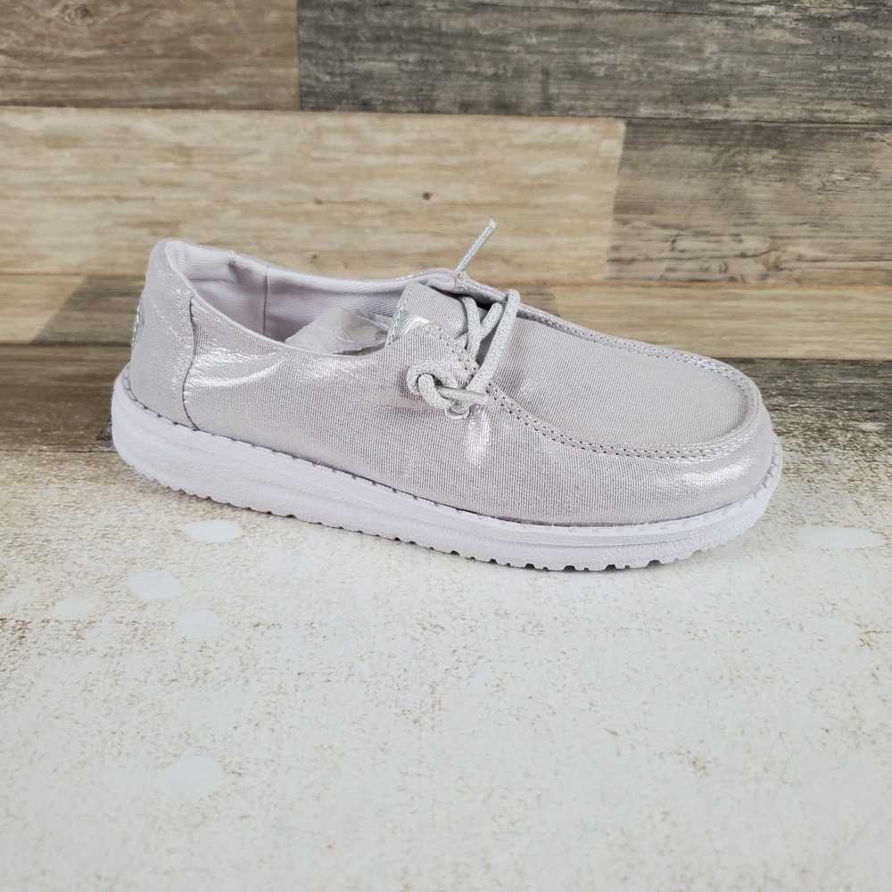 Hey Dude Wendy Metallic Shine Toddler Loafers Shoes Sz 13 C13 Silver Sneakers